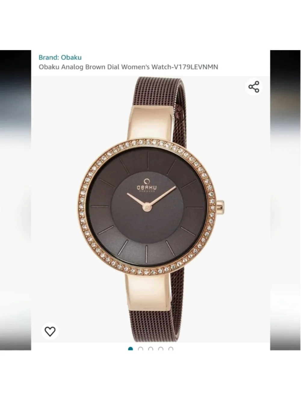 Obaku Analog Brown Dial Women's Watch-V179LEVNMN